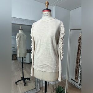 Free people We The Free Rouched Long Sleeve Shirt Women’s Ivory small NWT